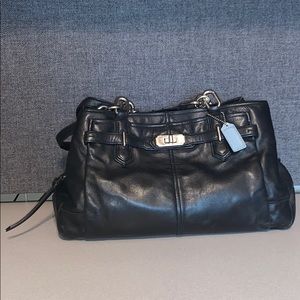 Soft black leather coach bag